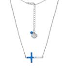 Kentucky Wildcats Sterling Silver Crystal Sideways Cross Necklace, Women's, Size: 18, Blue