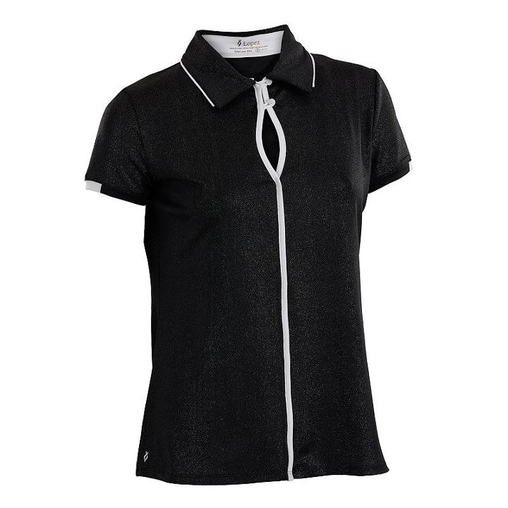 Women's Nancy Lopez Easy Short Sleeve Golf Polo, Size: Large, Black