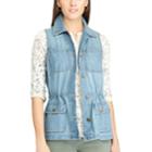 Women's Chaps Utility Denim Vest, Size: Xl, Blue