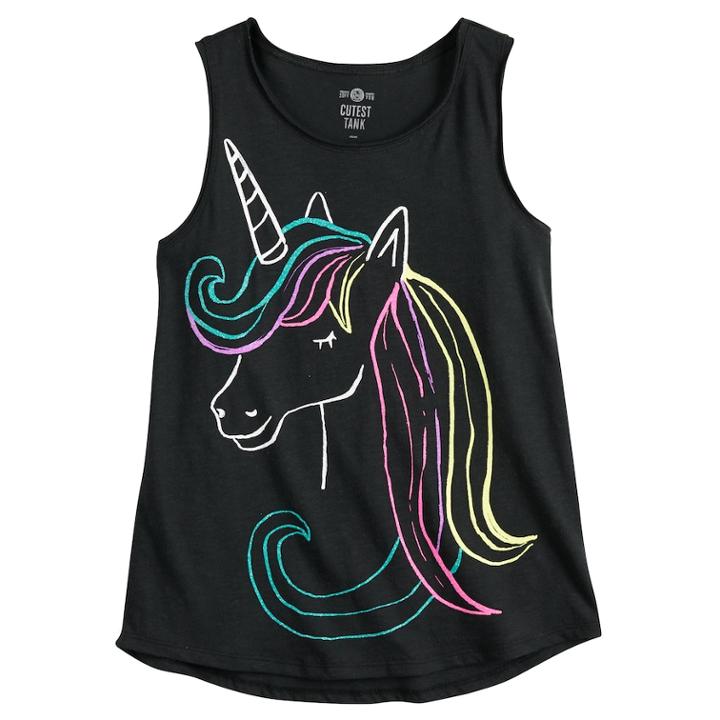 Girls 7-16 & Plus Size So&reg; Graphic Tank, Size: 14, Black