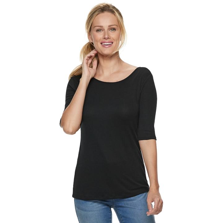 Women's Apt. 9&reg; Reversible Tee, Size: Medium, Black