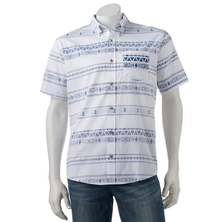 Men's Ocean Current Jacquard Button-down Shirt, Size: Large, White