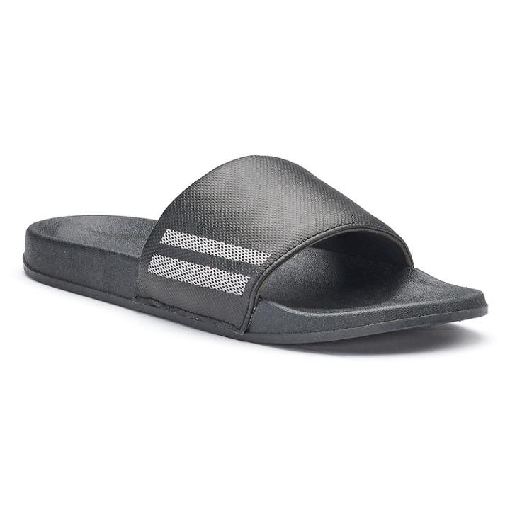 Men's Flag Slides, Size: Large, Black