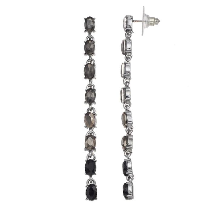 Simply Vera Vera Wang Oval Link Nickel Free Linear Earrings, Women's, Black