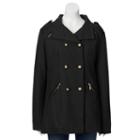 Women's Excelled Mixed-media Peacoat, Size: Small, Black
