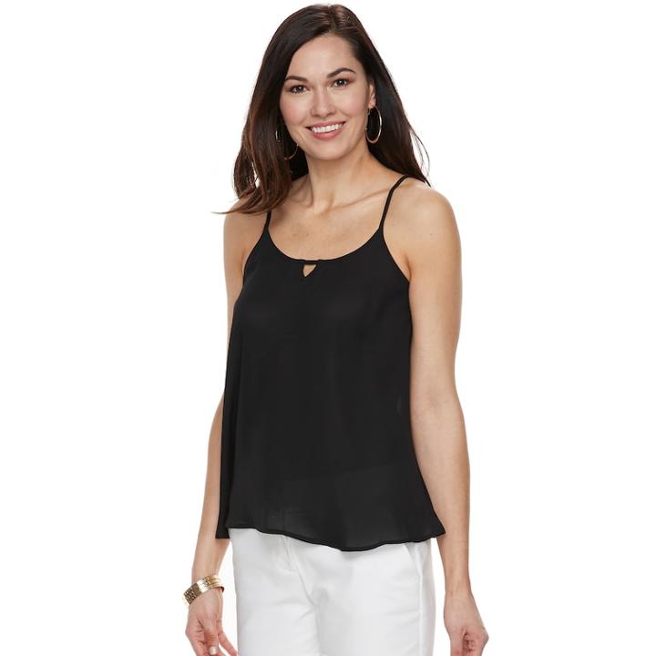 Women's Apt. 9&reg; Keyhole Georgette Cami, Size: Xxl, Black
