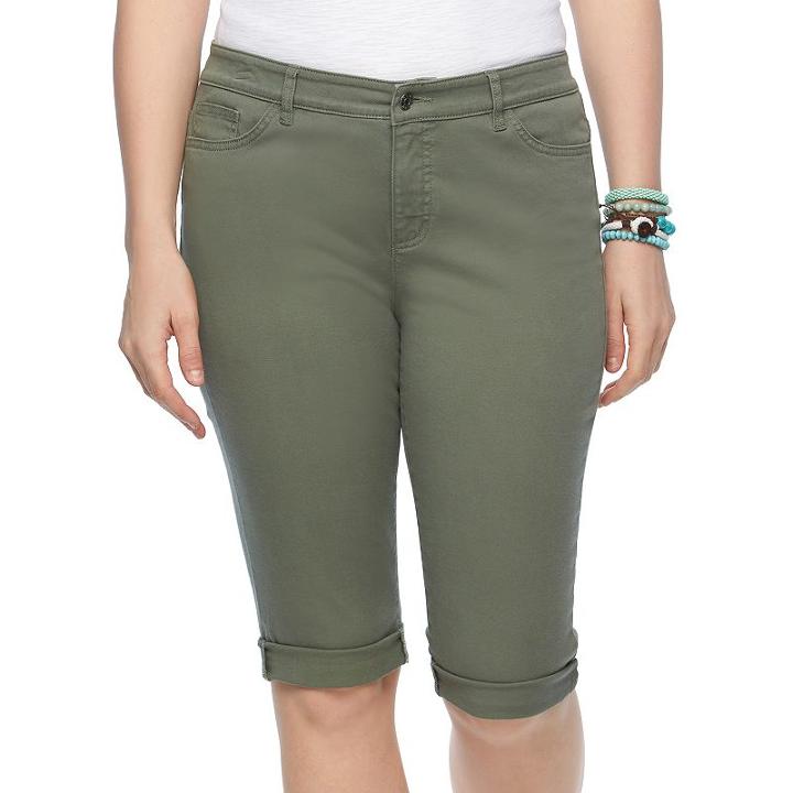 Plus Size Chaps Cuffed Twill Capris, Women's, Size: 24 W, Green