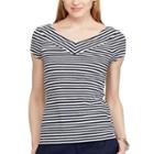 Women's Chaps V-neck Tee, Size: Large, Blue (navy)
