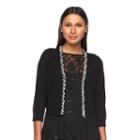 Women's Ronni Nicole Faux-pearl Open-front Shrug, Size: Small, Black