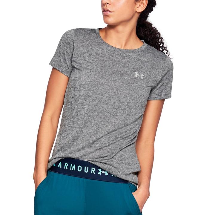 Women's Under Armour Tech Twist Crew Short Sleeve Tee, Size: Medium, Silver