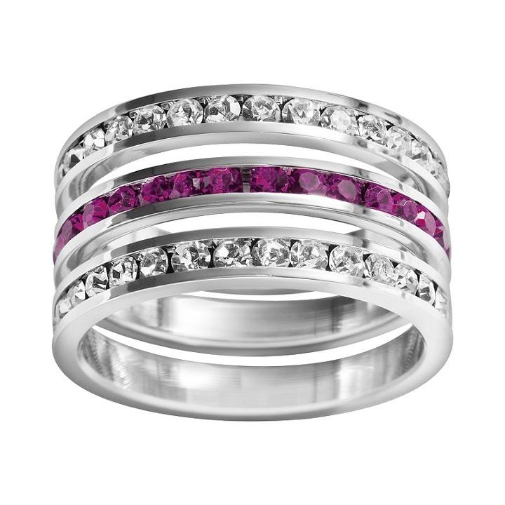 Traditions Sterling Silver Crystal Eternity Ring Set, Women's, Size: 7, Multicolor