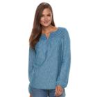 Women's Croft & Barrow&reg; Embroidered Yoke Top, Size: Medium, Blue