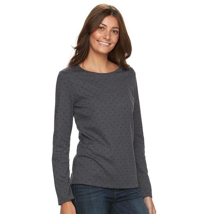 Women's Croft & Barrow&reg; Ribbed Mock-layer Sweater, Size: Xs, Dark Grey