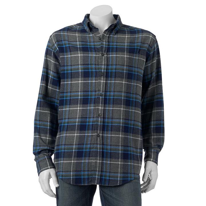 Men's Croft & Barrow&reg; Classic-fit Plaid Flannel Button-down Shirt, Size: Xxl, Med Grey