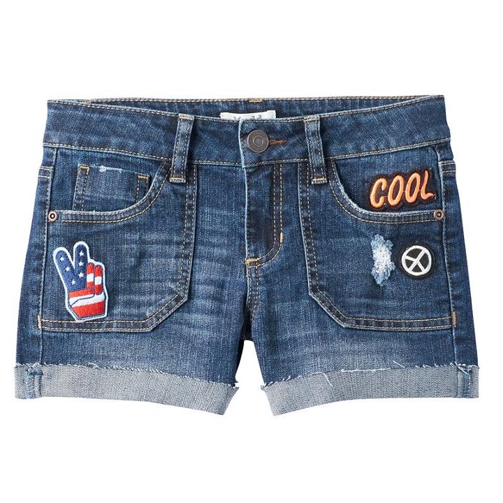Girls 7-16 Mudd&reg; Embroidered Patch Midi Jean Shorts, Girl's, Size: 10, Blue