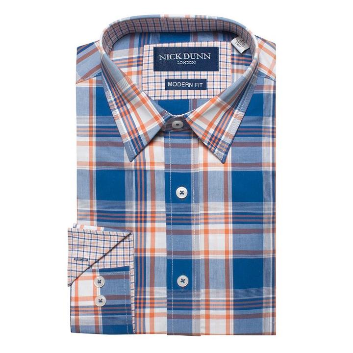 Men's Nick Dunn Modern-fit Gingham Plaid Dress Shirt, Size: L-34/35, Ovrfl Oth