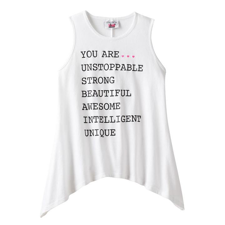 Girls 7-16 Pop Up X Kind Campaign You Are. List Sharkbite Hem Tank Top, Girl's, Size: Medium, White