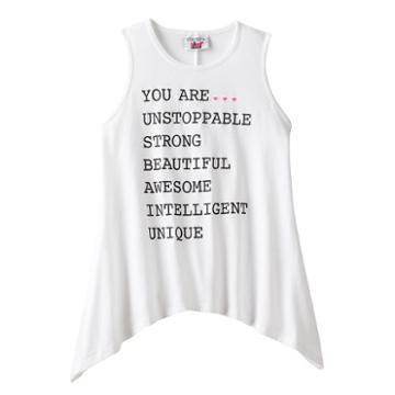 Girls 7-16 Pop Up X Kind Campaign You Are. List Sharkbite Hem Tank Top, Girl's, Size: Medium, White