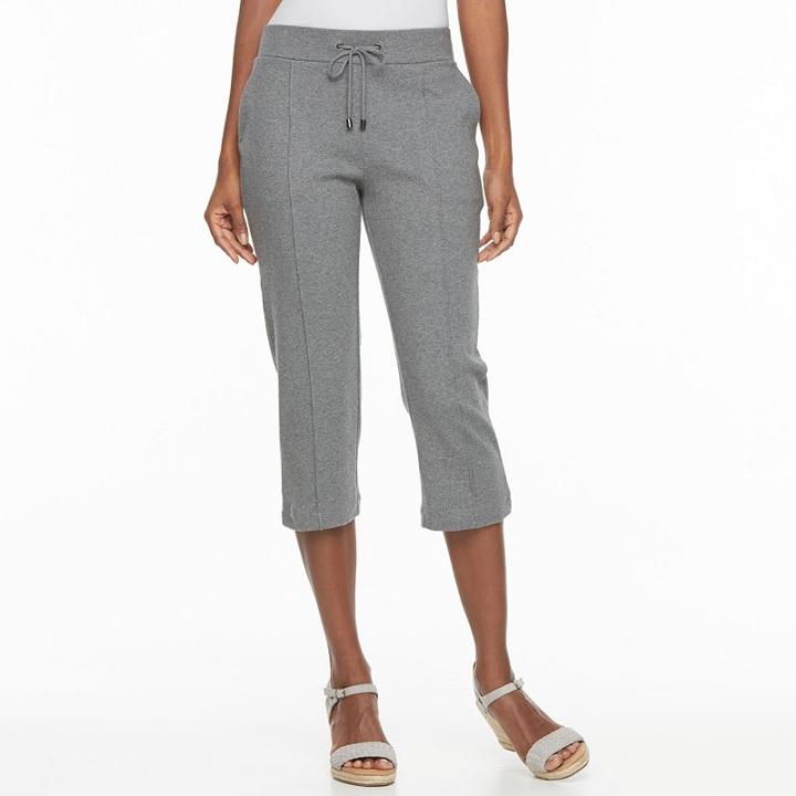 Women's Croft & Barrow&reg; Pull-on Knit Capris, Size: Medium, Dark Grey
