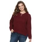 Juniors' Plus Size It's Our Time Lace-up Sweater, Teens, Size: 1xl, Dark Red