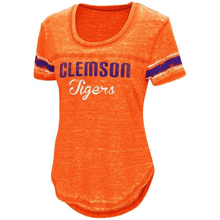 Women's Campus Heritage Clemson Tigers Double Stag Tee, Size: Large, Drk Orange