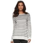 Women's Elle&trade; Striped Crewneck Sweater, Size: Xl, White Oth