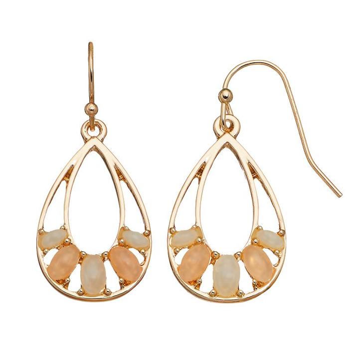 Lc Lauren Conrad Oval Cabochon Nickel Free Teardrop Earrings, Women's, Med Pink