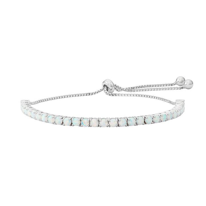 Sterling Silver Lab-created White Opal Lariat Bracelet, Women's, Size: 9