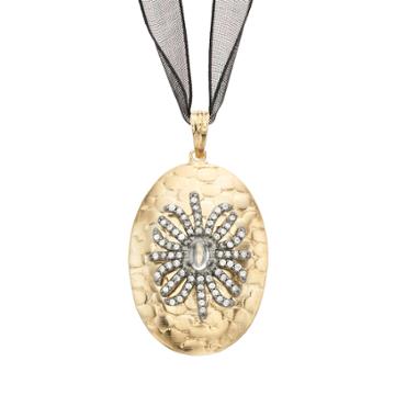 Sophie Miller Cubic Zirconia 14k Gold Over Silver Spider Ribbon Pendant Necklace - 18 In, Women's, Size: 18, White
