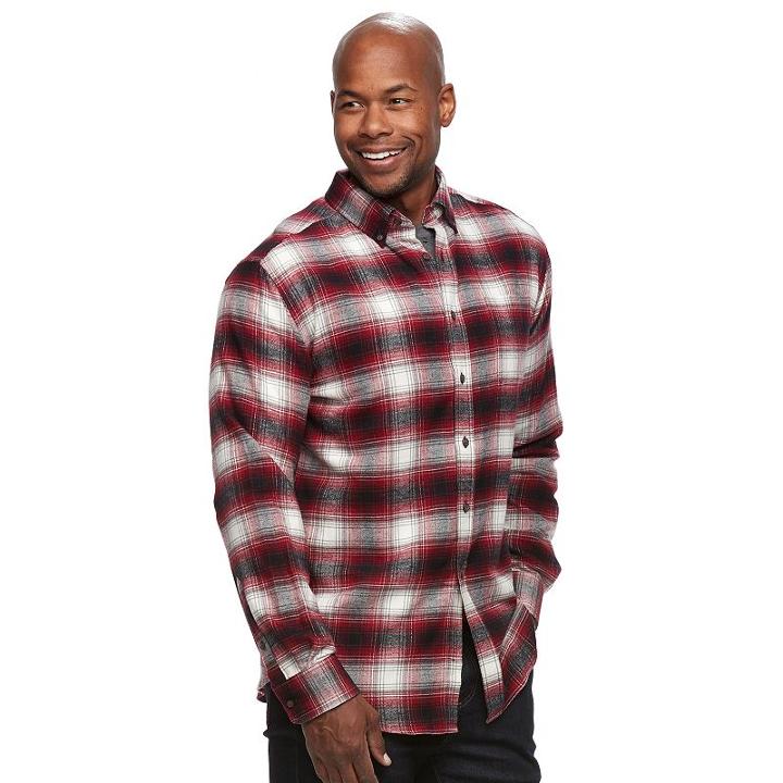 Men's Croft & Barrow&reg; True Comfort Plaid Classic-fit Flannel Button-down Shirt, Size: Xl, Brt Red