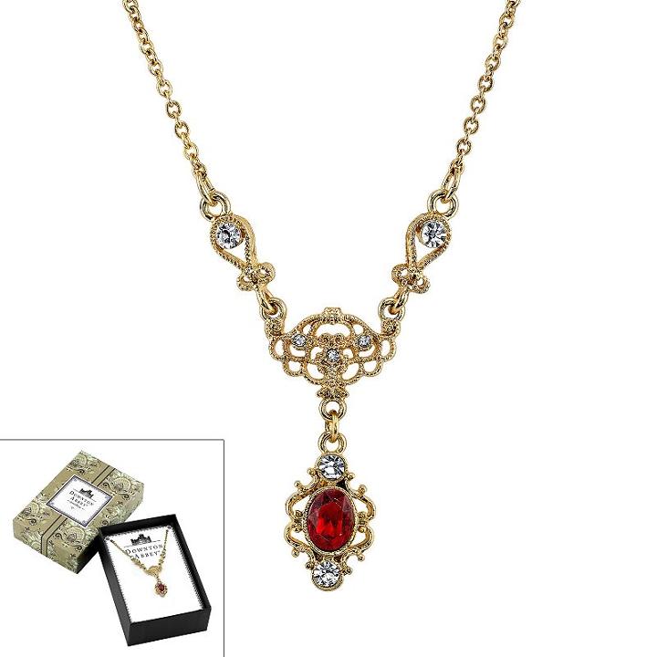 Downton Abbey Scrollwork Y Necklace, Women's, Size: 16, Red