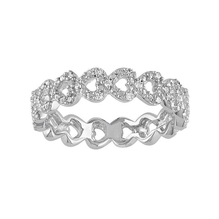 Diamond Accent Sterling Silver Heart Ring, Women's, Size: 6, White