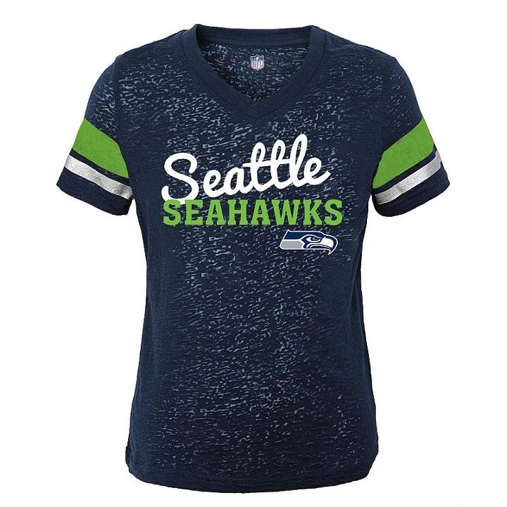 Girls 7-16 Seattle Seahawks Burnout Tee, Girl's, Size: L(14), Blue (navy)