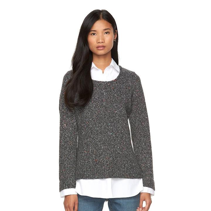 Women's Ab Studio Flecked Mock-layer Sweater, Size: Regular, Ovrfl Oth