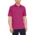 Men's Under Armour Charged Cotton Striped Polo, Size: 3xl, Dark Pink