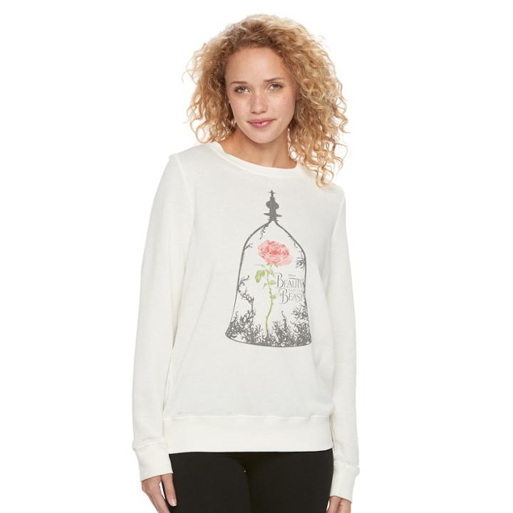 Disney's Beauty And The Beast Juniors' Enchanted Rose Graphic Sweatshirt, Teens, Size: Xs, Grey