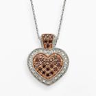 Sterling Silver 1/2-ct. T.w. Red And White Diamond Heart Pendant, Women's, Size: 18
