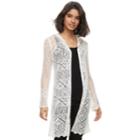 Juniors' It's Our Time Pointelle Hooded Cardigan, Teens, Size: Large, White