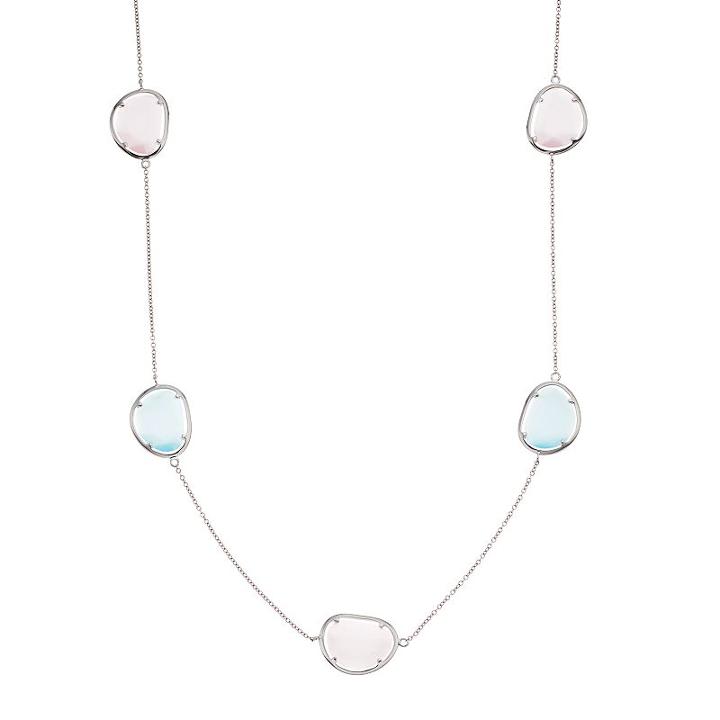 Sterling Silver Lab-created Blue & Pink Cat's-eye Long Necklace, Women's, Size: 36, Multicolor