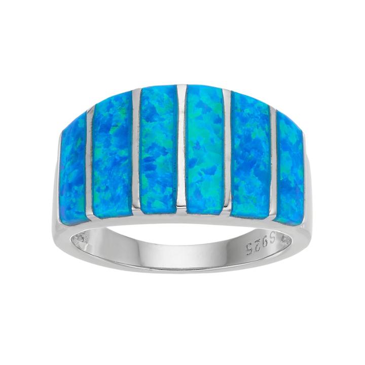 Sterling Silver Lab-created Blue Opal Dome Ring, Women's, Size: 7