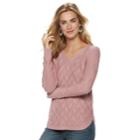 Women's Sonoma Goods For Life&trade; Geometric Twist Cable-knit Sweater, Size: Xl, Dark Pink