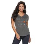 Women's Apt. 9&reg; Graphic V-neck Tee, Size: Xl, Grey (charcoal)