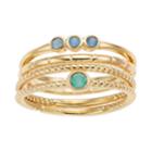 Lc Lauren Conrad Blue & Green Simulated Stone Ring Set, Women's, Size: 7, Lt Green