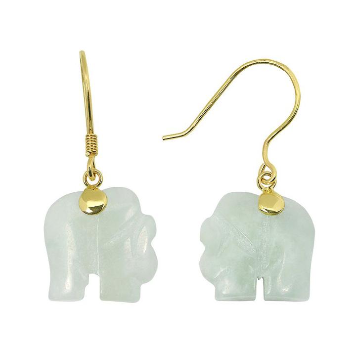 Jade 10k Gold Elephant Drop Earrings, Women's, Green
