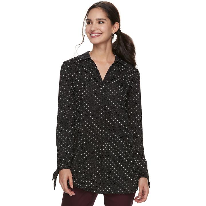Women's Elle&trade; Tie-hem Splitneck Tunic, Size: Xs, Oxford