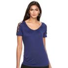 Women's Jennifer Lopez Lace-up Cold-shoulder Tee, Size: Small, Drk Purple