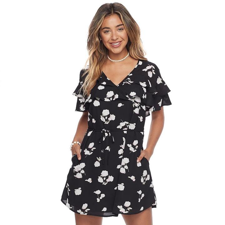 Juniors' Candie's&reg; Tiered Ruffle Dress, Teens, Size: Medium, Black