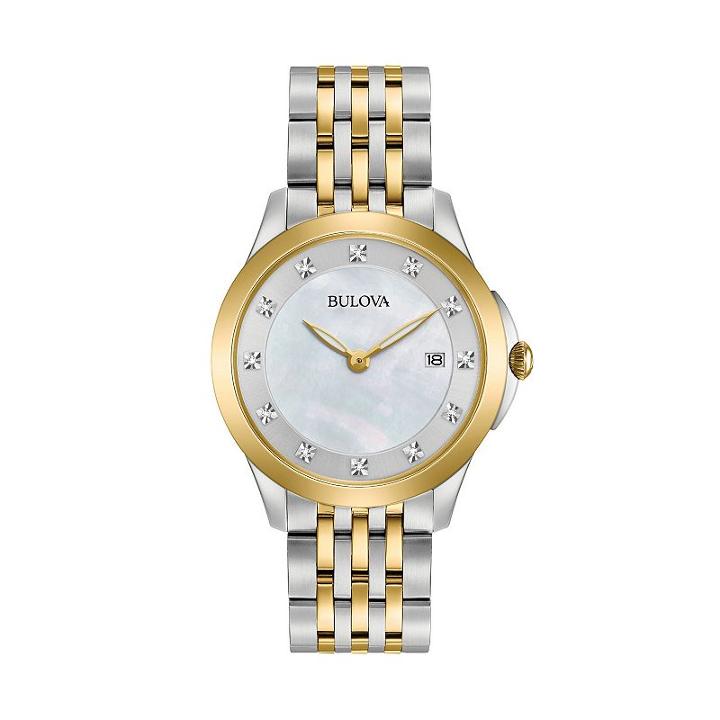 Bulova Women's Diamond Two Tone Stainless Steel Watch, Multicolor