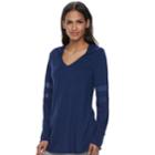 Women's French Laundry Mesh Sleeve Hooded Tunic, Size: Small, Blue