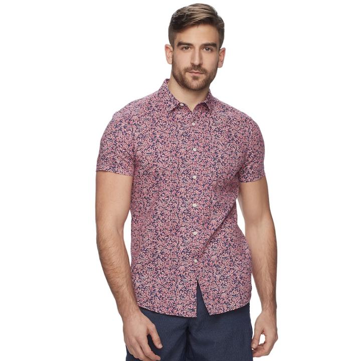 Men's Marc Anthony Slim-fit Linen Button-down Shirt, Size: Large, Brt Red